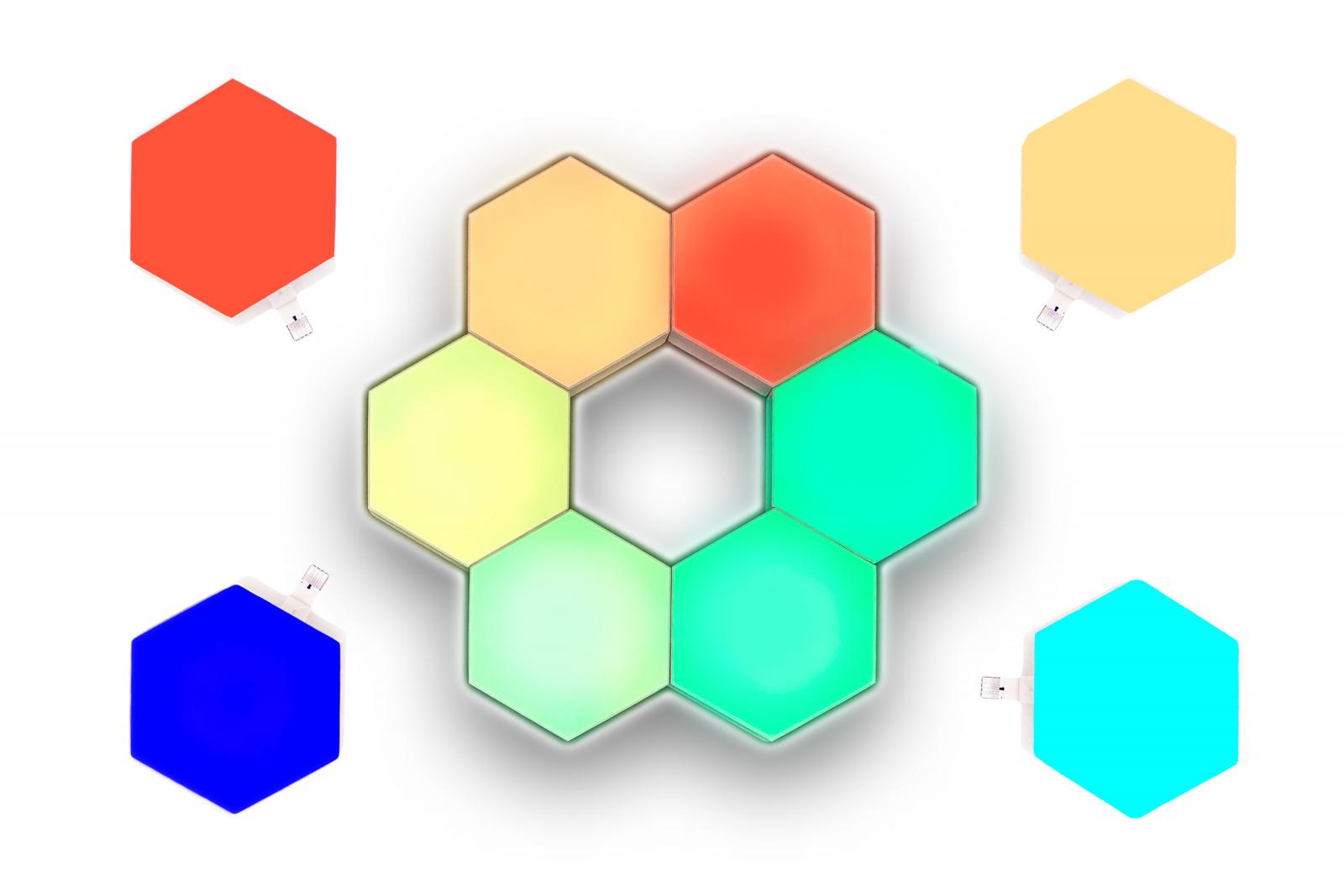 Clever Wounder LED Wandpaneele Sechseck RGB mit Fernbedienung und Touch - 6 Stück