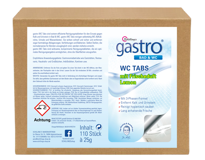 Schilling's gastro XXL Megabox WC Tabs 110 Stück Lieferantenatikel-Nr. Global: XXL Megabox WC Tabs, 110 Stück