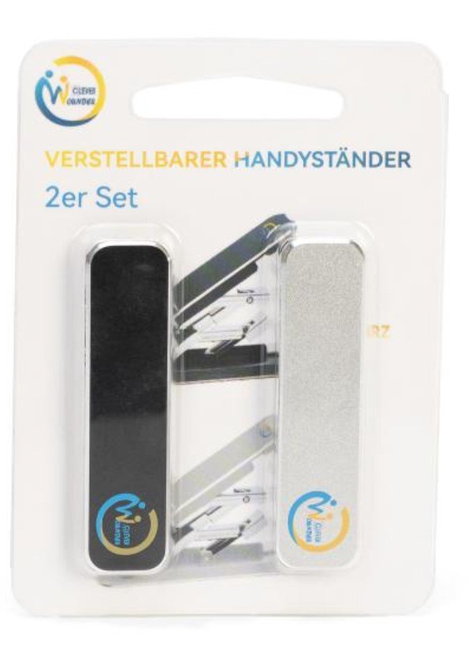 Clever Wounder Handyhalter 2er Set, silber+schwarz