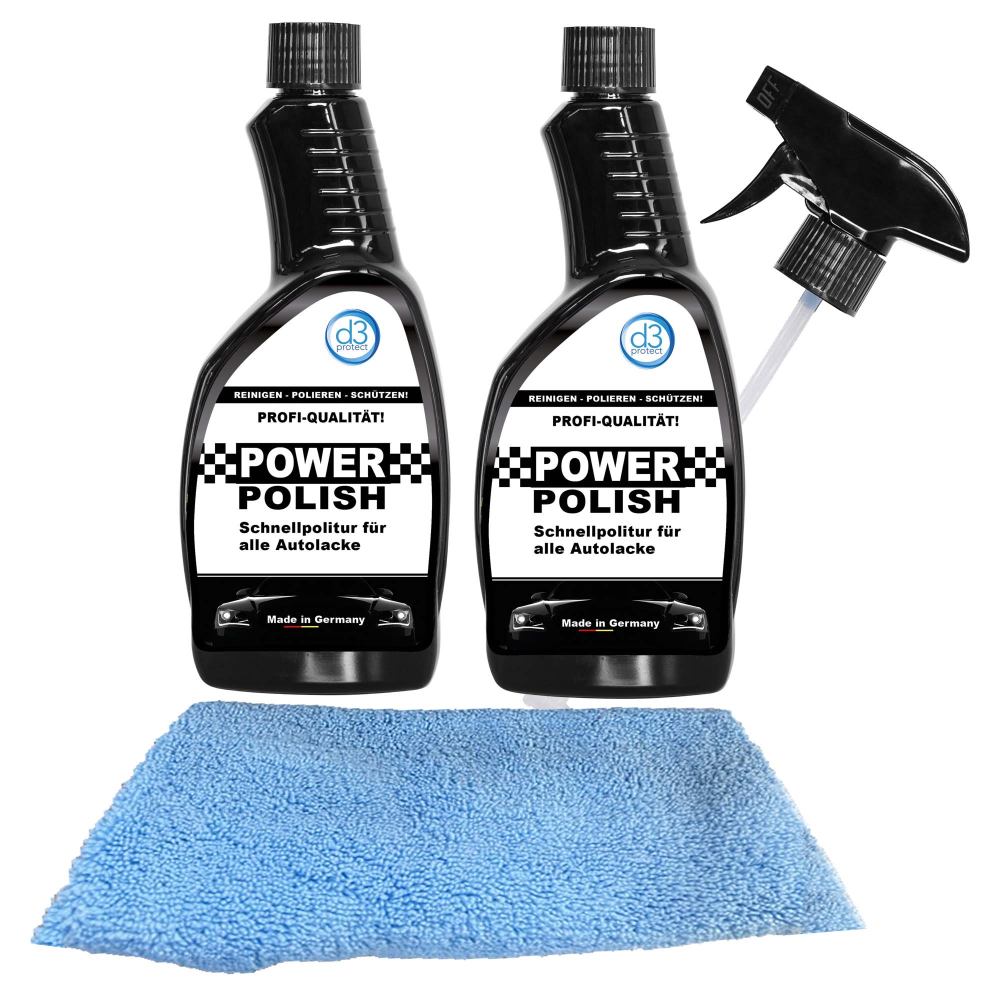 d3 protect POWER POLISH Schnellpolitur 2x500ml + Spezialpoliertuch