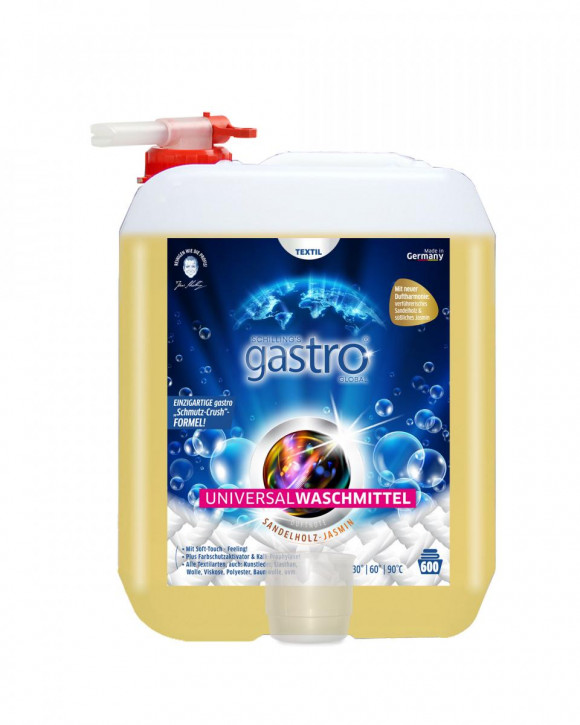 Schilling's gastro Global Universal Waschmittel flüssig, Kanister mit Auslasshahn (Sandelholz Jasmin 6 Liter) (1 x 600 Waschladungen)